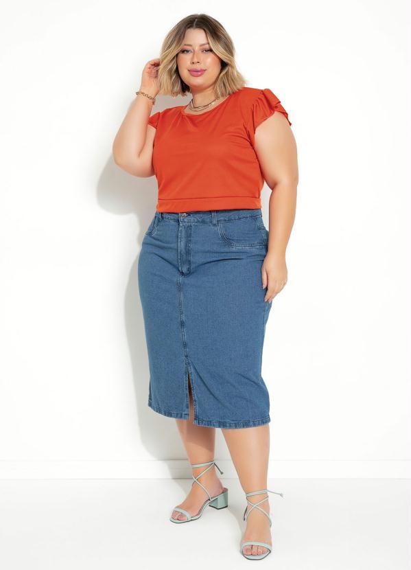 Marguerite - Blusa Laranja com Babados Plus Size 2