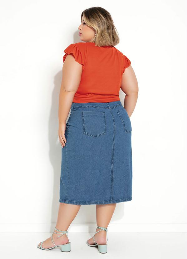 Marguerite - Blusa Laranja com Babados Plus Size 1