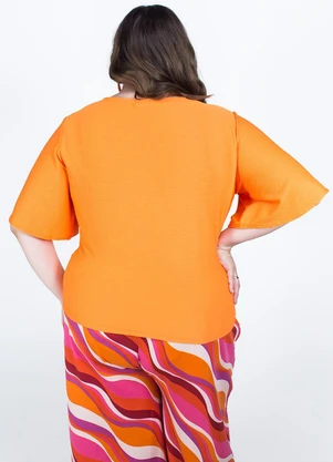 Marguerite - Blusa Laranja em Malha Anarruga - MARGUERITE