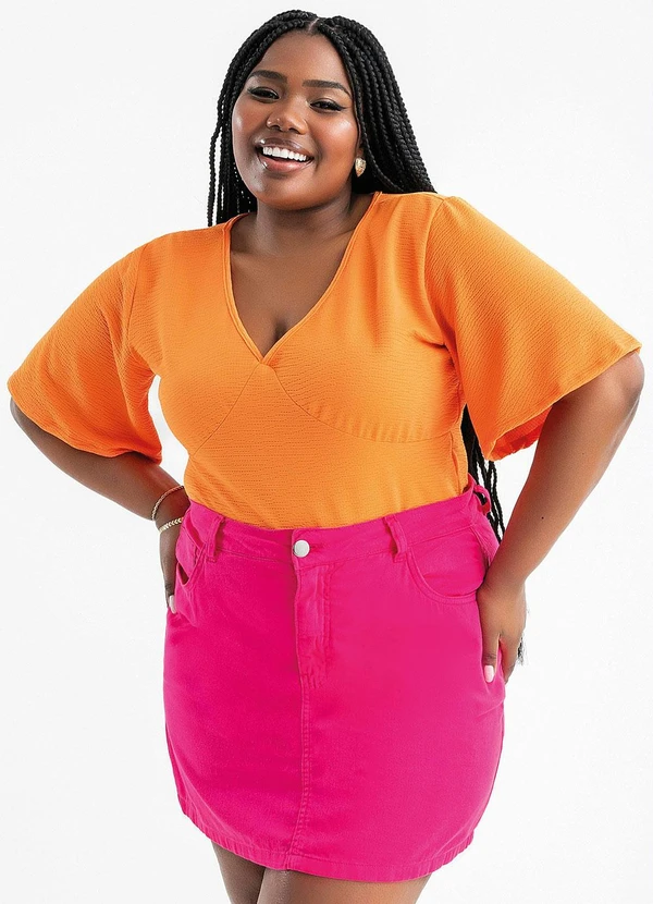 Marguerite - Blusa Laranja em Malha Anarruga 10