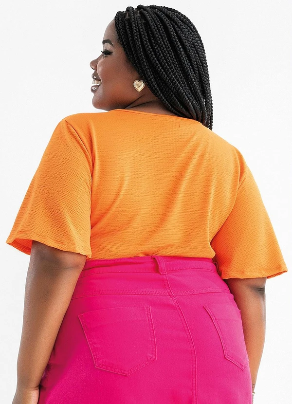 Marguerite - Blusa Laranja em Malha Anarruga 11