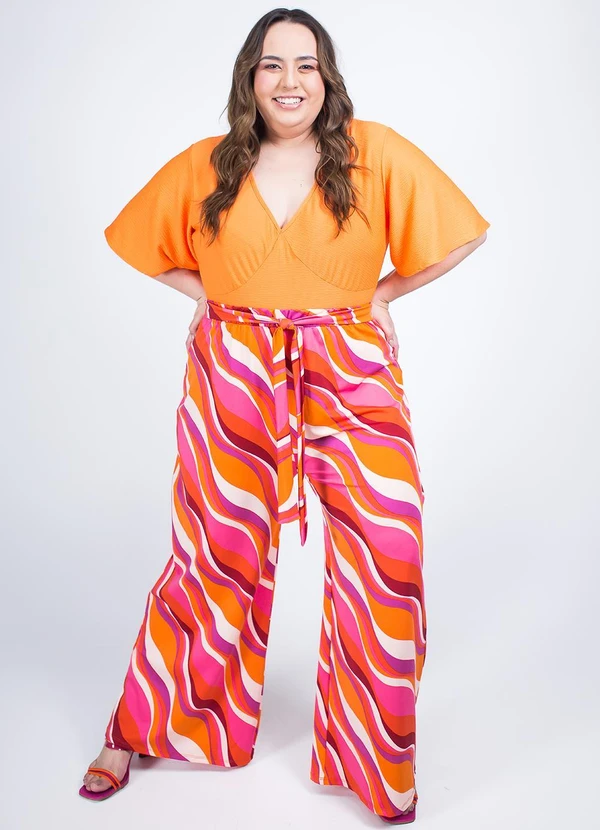 Marguerite - Blusa Laranja em Malha Anarruga 3