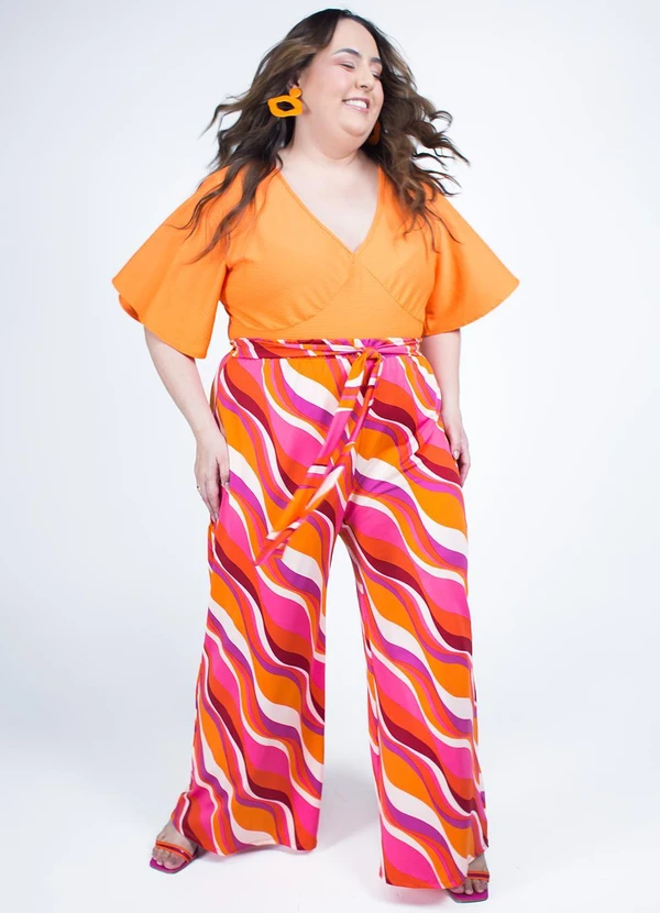 Marguerite - Blusa Laranja em Malha Anarruga 5