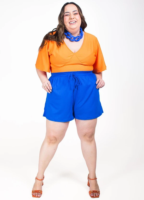 Marguerite - Blusa Laranja em Malha Anarruga 7