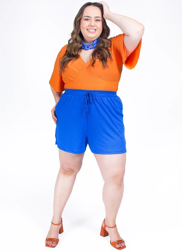 Marguerite - Blusa Laranja em Malha Anarruga 8