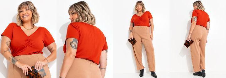 Blusa Laranja Escuro em Malha de Viscose