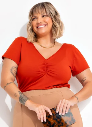 Marguerite - Blusa Laranja Escuro em Malha de Viscose - MARGUERITE