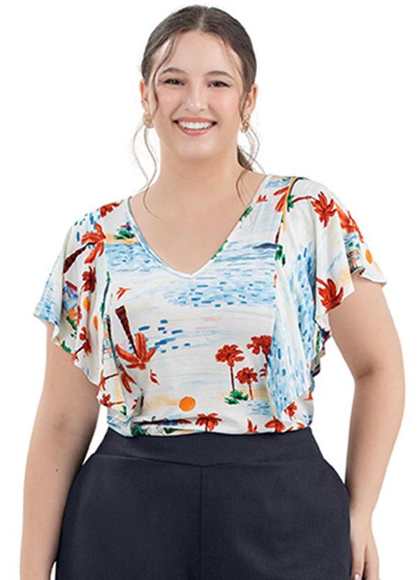 Rezzato - Blusa Leafs Of Summer Plus Size Feminino Branco