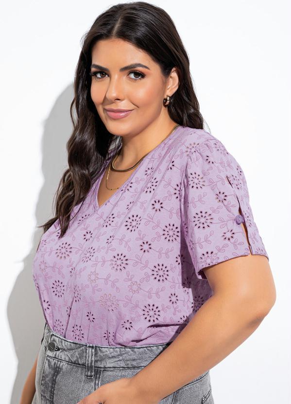Marguerite - Blusa Lilás Claro em Malha Laise