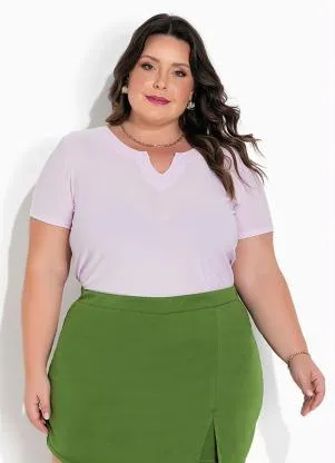 Marguerite - Blusa Lilás em Malha Crepe Plus Size - MARGUERITE