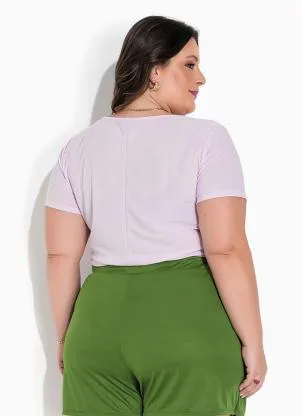 Marguerite - Blusa Lilás em Malha Crepe Plus Size - MARGUERITE