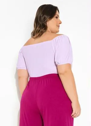 Marguerite - Blusa Lilás Plus Size com Botões - MARGUERITE