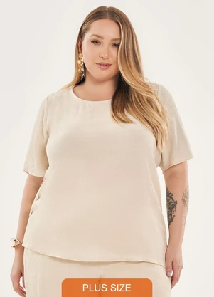 Lisamour - Blusa Lisa com Botões Laterais Bege - LISAMOUR