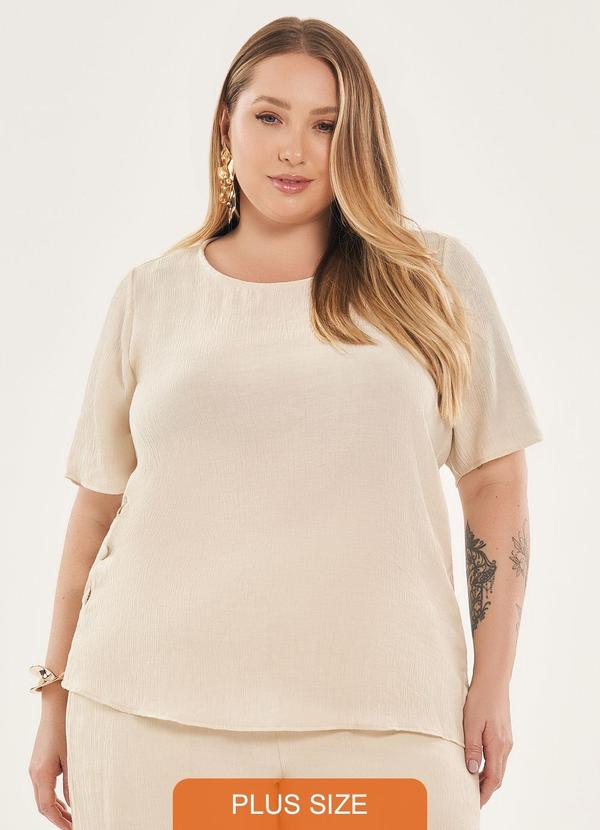 Lisamour - Blusa Lisa com Botões Laterais Bege