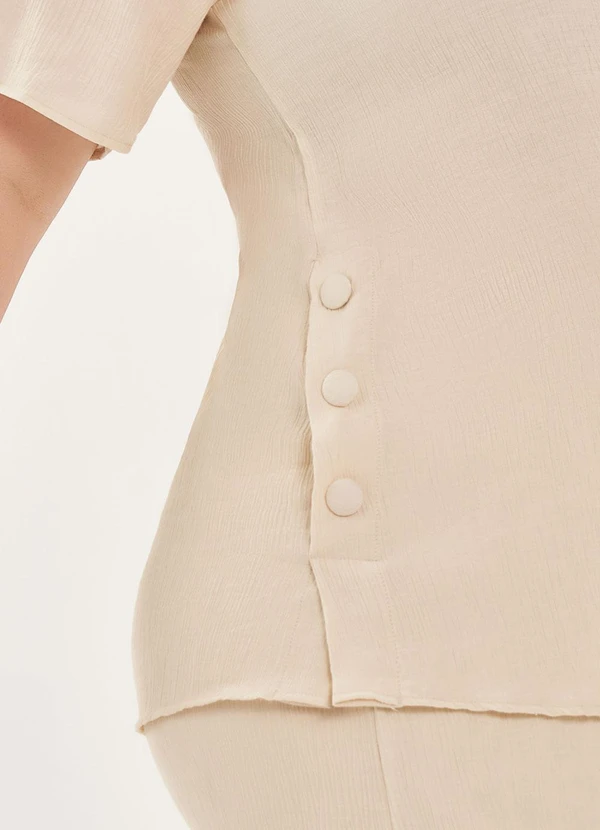 Lisamour - Blusa Lisa com Botões Laterais Bege 4