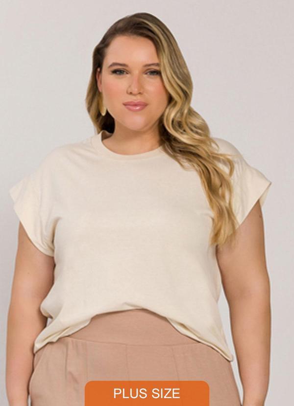 Lisamour - Blusa Lisa de Manga Curta Bege