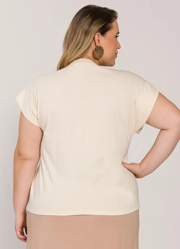 Lisamour - Blusa Lisa de Manga Curta Bege 2