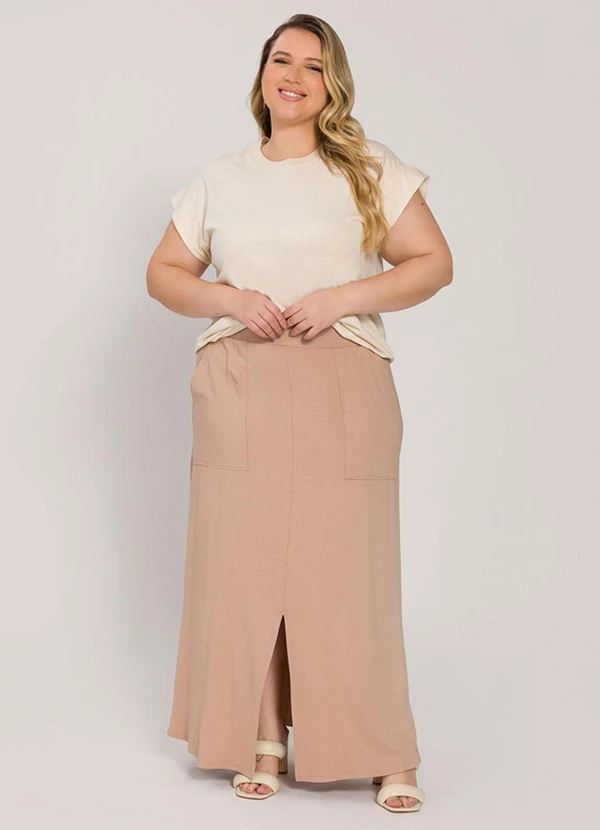 Lisamour - Blusa Lisa de Manga Curta Bege 3