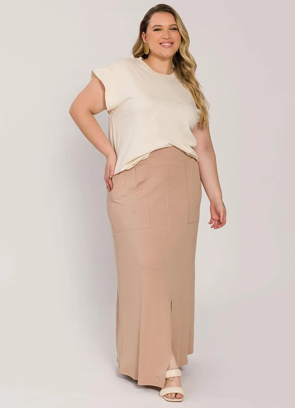 Lisamour - Blusa Lisa de Manga Curta Bege 4