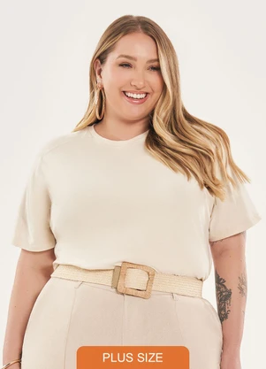 Lisamour - Blusa Lisa de Manga Curta Bege - LISAMOUR