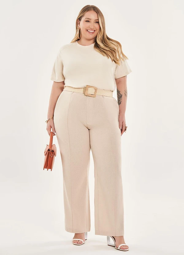 Lisamour - Blusa Lisa de Manga Curta Bege 2