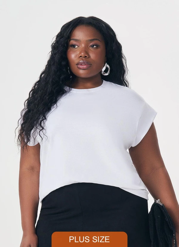 Lisamour - Blusa Lisa de Manga Curta Branca