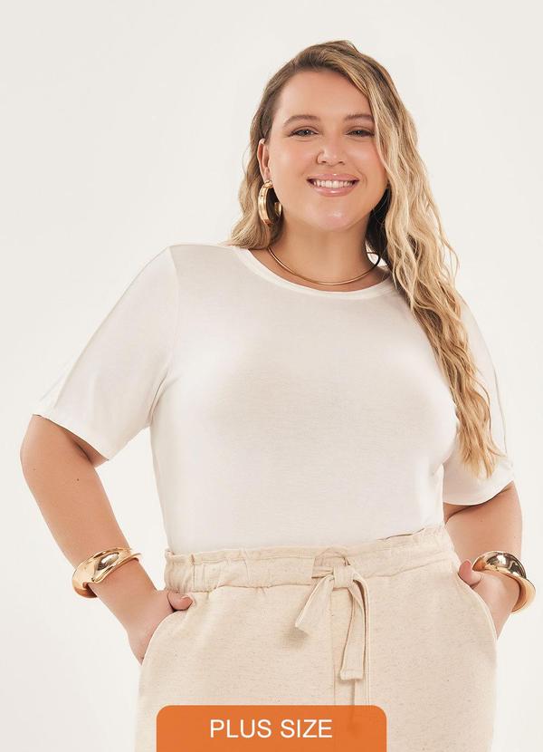 Lisamour - Blusa Lisa de Manga Curta Off-White