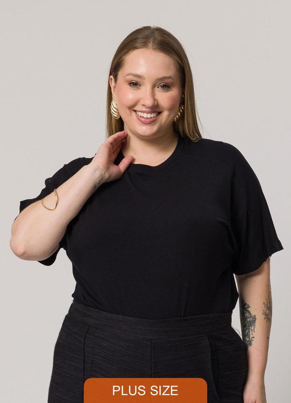 Lisamour - Blusa Lisa de Manga Curta Preta