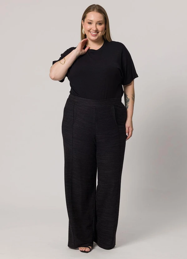 Lisamour - Blusa Lisa de Manga Curta Preta 2