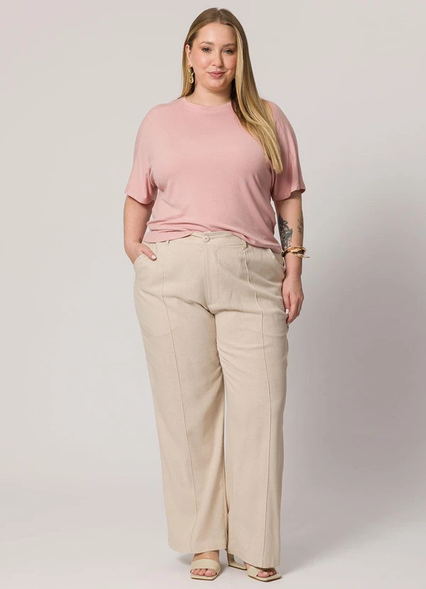 Lisamour - Blusa Lisa de Manga Curta Rosa 2