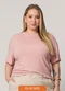 Lisamour - Blusa Lisa de Manga Curta Bege - variação: Rosa