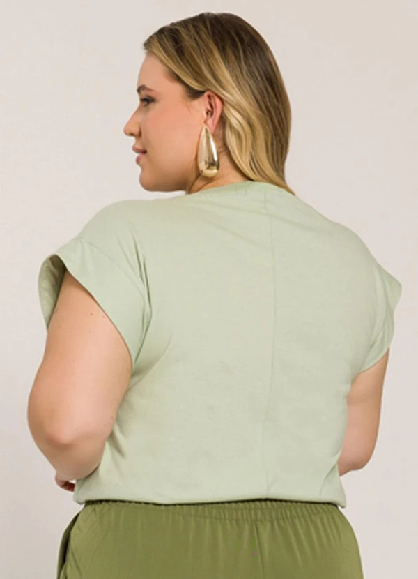 Lisamour - Blusa Lisa de Manga Curta Verde 2