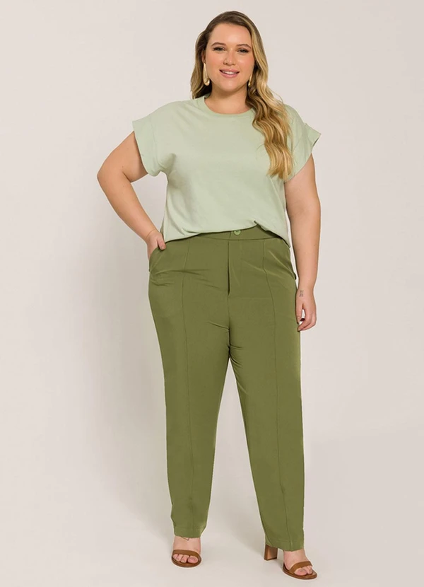 Lisamour - Blusa Lisa de Manga Curta Verde 3