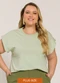 Lisamour - Blusa Lisa de Manga Curta Bege - variação: Verde