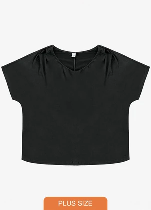 Infinita Cor - Blusa Lisa Plus Preto - INFINITA COR
