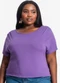Infinita Cor - Blusa Lisa Plus Preto - variação: Roxo