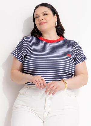 Blusa (Listra Azul) em Ribana Canelada com Bordado