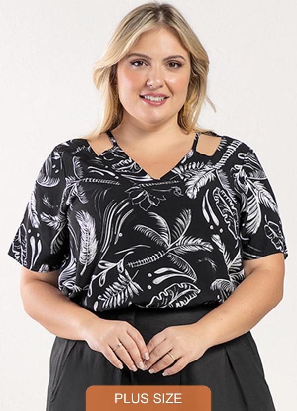Rezzato - Blusa Listrada Adulto Plus Feminino Preto