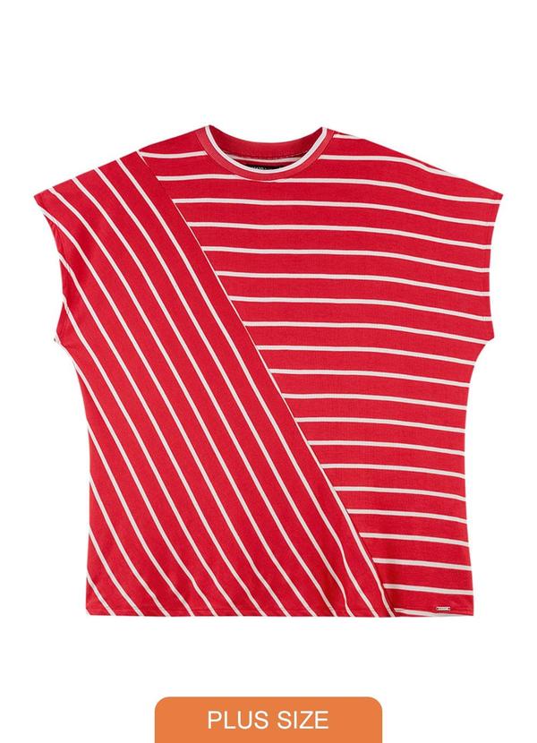 Rezzato - Blusa Listrada Adulto Plus Size Vermelho