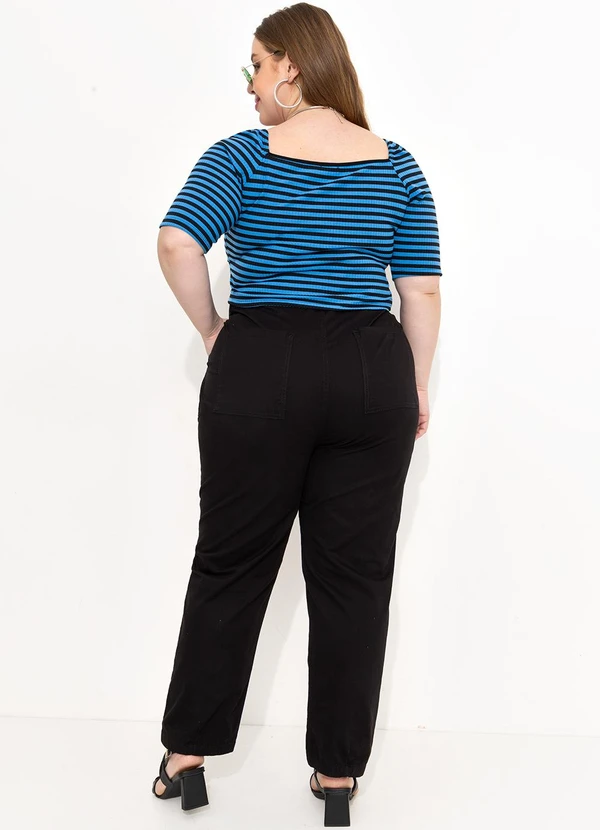 Marguerite - Blusa Listrada Azul e Preta em Canelado 3