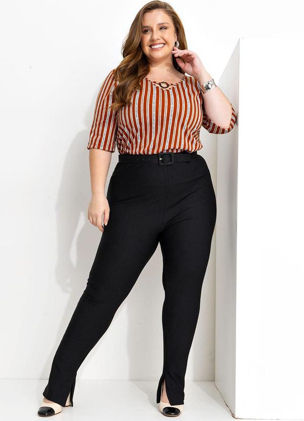 Marguerite - Blusa Listrada Caramelo com Argola no Decote 3