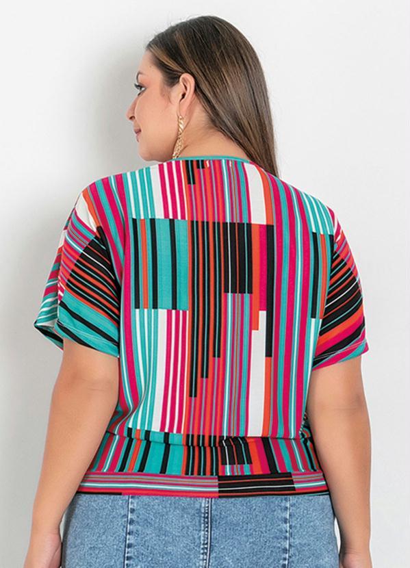 Outlet - Blusa Listrada com Forro e Mangas Plus Size 2