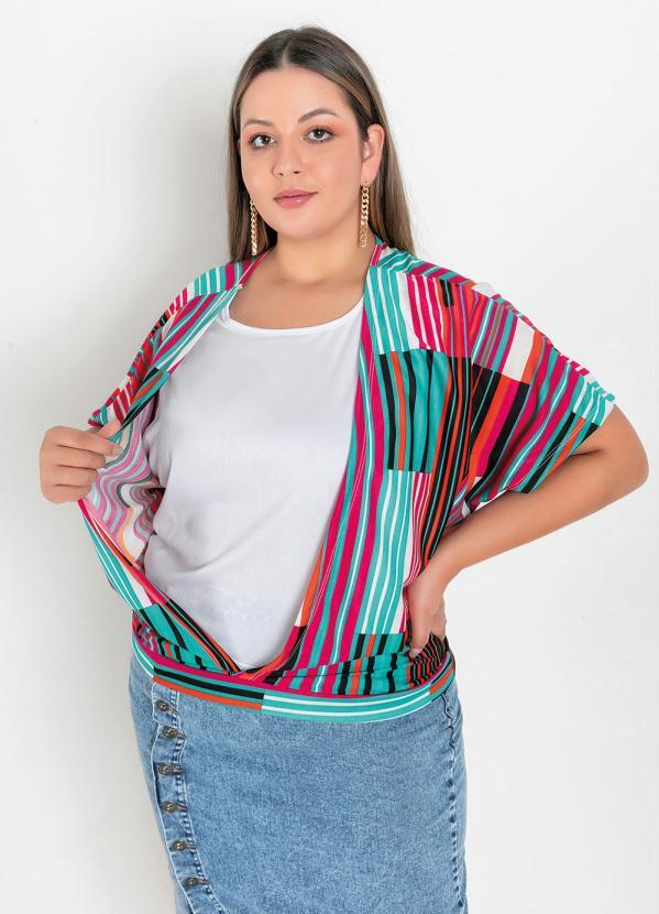 Outlet - Blusa Listrada com Forro e Mangas Plus Size 5