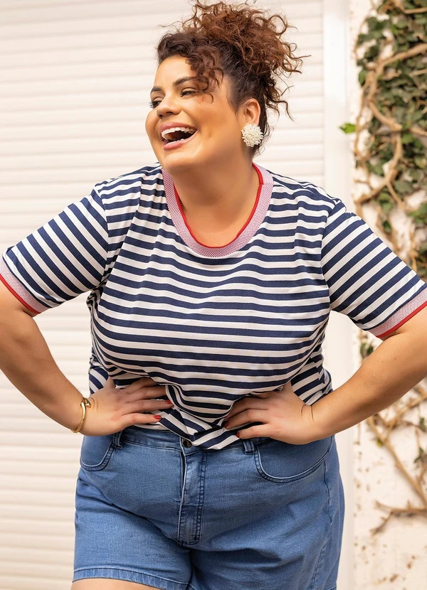 Marguerite Blusa Listrada em Malha Listrada