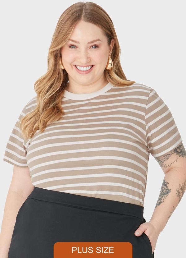 Malwee - Blusa Listrada em Malha Plus Bege