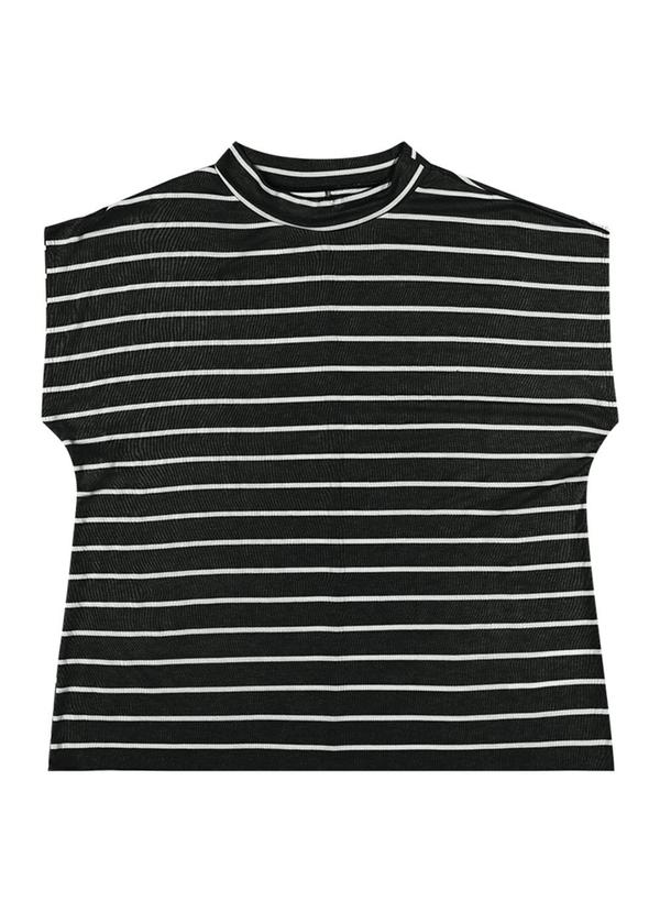Rezzato - Blusa Listrada Gola Alta Plus Size Preto 3