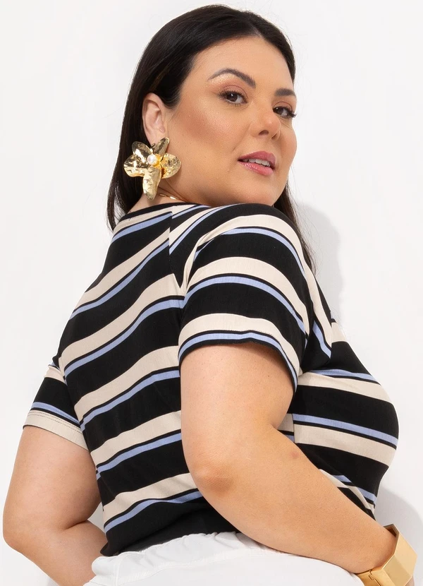 Marguerite - Blusa Listrada Larga em Malha de Viscose 7
