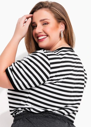 Marguerite - Blusa Listrada Preta e Branca em Malha - MARGUERITE