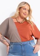 Blusa Listrada Telha em Malha Leve