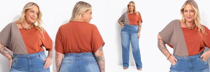 Blusa Listrada Telha em Malha Leve